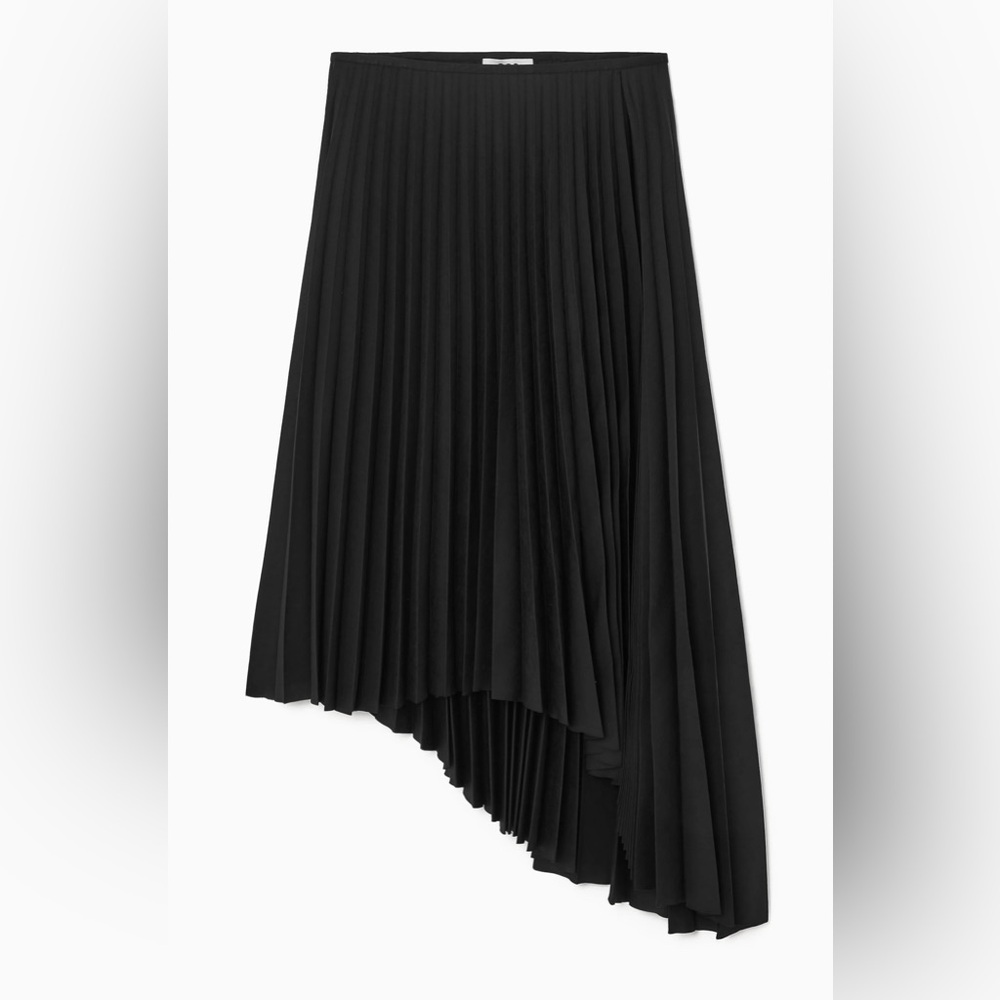 COS Asymmetrical midi pleated skirt.